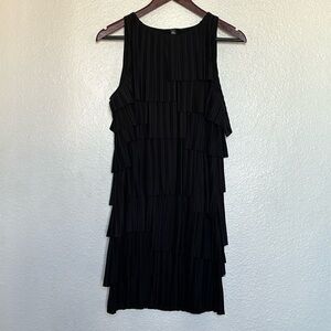 BANANA REPUBLIC midi black layered dress cut with ruffles or fringes size SP